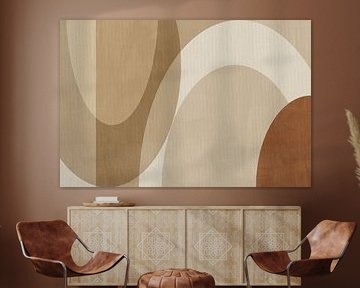 Japandi. Minimalist art in brown colors on linen by Dina Dankers