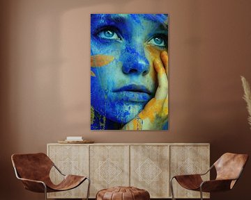 portrait in yellow and blue by Egon Zitter