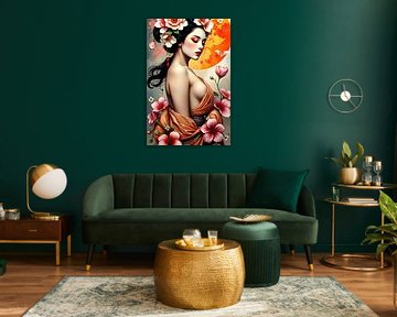 peinture femme avec fleurs sur Egon Zitter