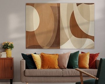 Abstract organic shapes in beige and brown by Abstract Minimalist Art