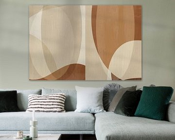 Scandinavische abstracte minimalistische kunst in beige en bruin van Abstract Minimalist Art