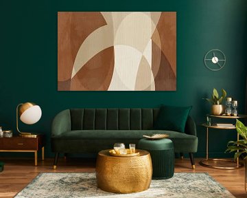 Abstracte organische geometrie in beige en bruin van Abstract Minimalist Art