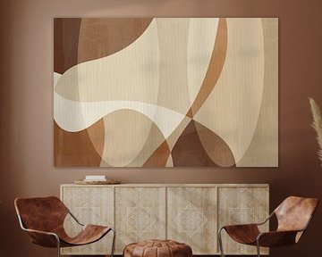 Moderne abstracte kunst in beige, terracotta en bruin op linnen van Abstract Minimalist Art