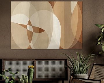 Abstracte organische vormen in aardetinten op linnen van Abstract Minimalist Art