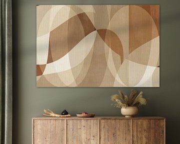 Minimalistische abstracte kunst in beige en bruin op linnen van Abstract Minimalist Art