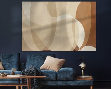 Scandinavische minimalistische kunst in beige, terracotta en bruin op linnen van Abstract Minimalist Art