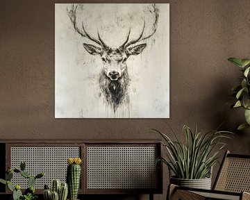 Expressieve schets van een majestueus hert van MArt