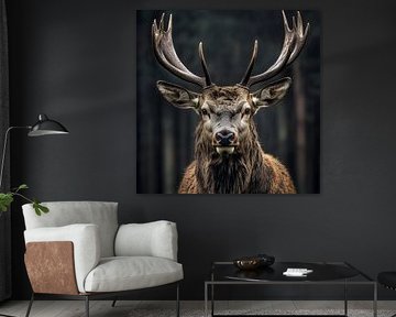 Majestic antlers against a dark background