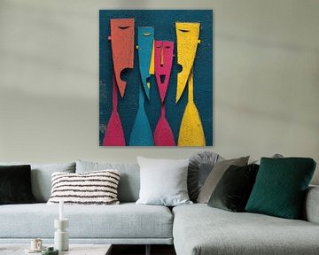 Abstracte Figuren | Colorful Faces van ARTEO Schilderijen