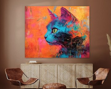Zomer Kat met Gouden Ogen van Abstract Schilderij