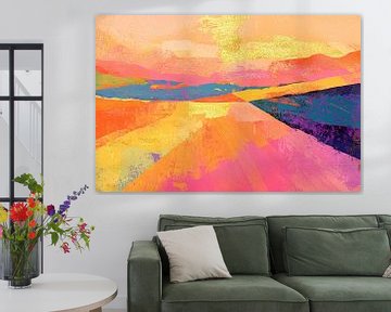 Modern Abstract Landschap | Sunlit Dreams on Canvas van Abstract Schilderij