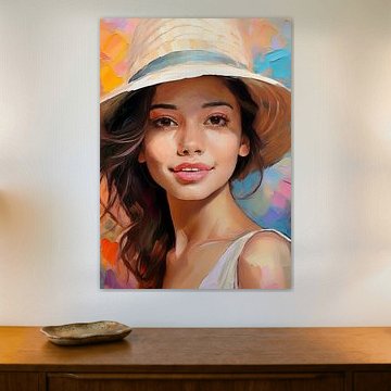 Portrait à l'huile et aux couleurs claires