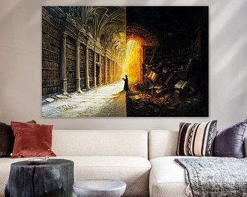 Bibliothèque mystique avec contraste de lumière sur Art & Soul Creations