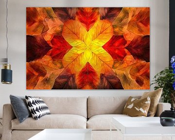Symmetrical autumn leaves in colour by Imperial Art House