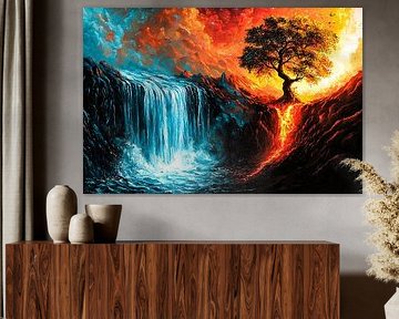 Cascade magique avec arbre de feu sur Imperial Art House