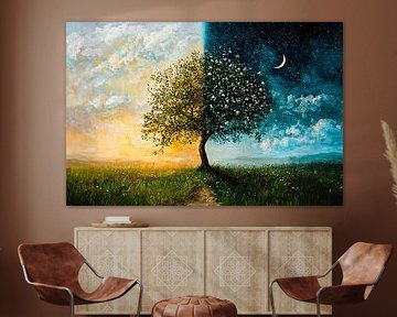 Tree between day and night