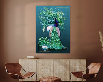 Paon avec vases en porcelaine sur Postergirls