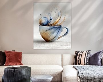 Porcelain Teacup with Swirling Galaxy Digital Art Wall Art by Beeld Creaties Ed Steenhoek | Photography and Artificial Images