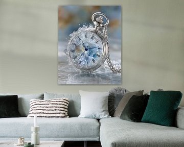 Tijd Bevroren Zakhorloge In Ijs Gedetailleerde Muur Kunst van Beeld Creaties Ed Steenhoek | Fotografie en Kunstmatige Beelden