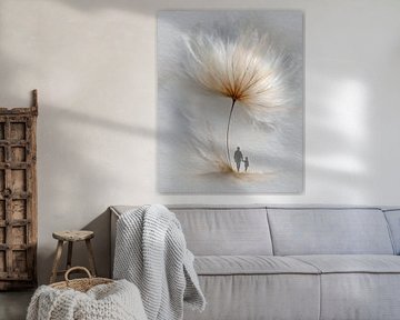 Dandelion Seed Wall Art, Father and Child Print, Minimalist Art, Scandinavian Decor, Modern Wall Art, Cream Tones, Nursery Art by Beeld Creaties Ed Steenhoek | Photography and Artificial Images
