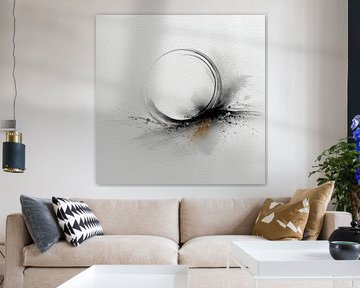 Zen Circle Galaxy Inside Stroke Ink Art Minimalist Wall Art