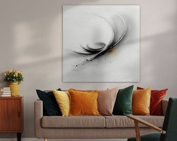 Title Ink Circle Galaxy Speckles Japanese Zen Art Poster Wall Art