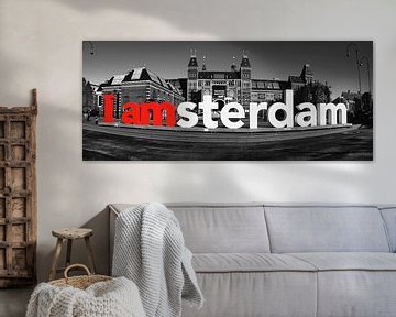 I Amsterdam at the Rijksmuseum in Amsterdam in black and white by Heleen van de Ven