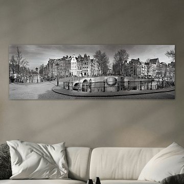 Panorama Keizersgracht Amsterdam in schwarz und weiß von STUDIO VAN DE VEN & CO
