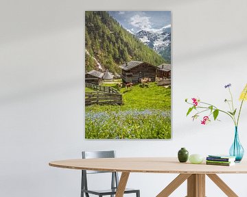 Hutten op de Oberstalleralm (1.870 m) in het achterste Villgratental, van Christian Müringer