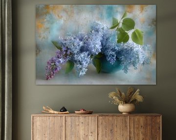Malerei, Verträumte Blumen, Flieder in einer Vase von Joriali Fotografie und Gemälde