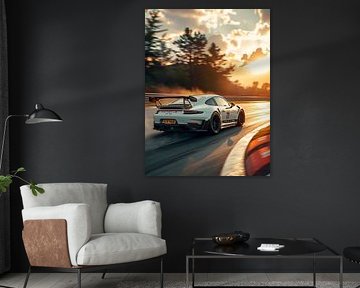 Porsche 911 GT3 RS Weiß auf der Sonnenuntergangsstrecke von MIROKKU