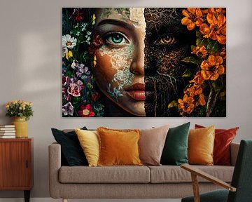 Abstract berglandschap met rivier van Art & Soul Creations