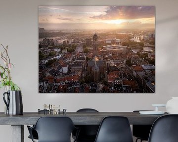 Zwolle bei Sonnenaufgang - Luftaufnahme des Peperbus und des historischen Stadtzentrums
