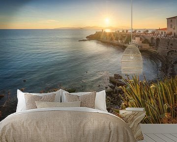 View of Piazza Bovio in Piombino at sunset, Tuscany by Stefano Orazzini