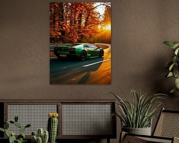 Lamborghini Murcielago Grüner Sonnenuntergang Straße 3