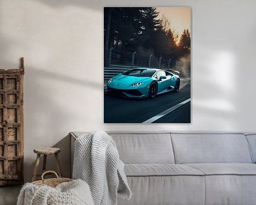 Lamborghini Huracan Blauwe Zonsondergang Snelheidsovertreding