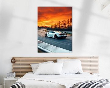 Lamborghini Huracan Witte Zonsondergang Snelheidsovertreding