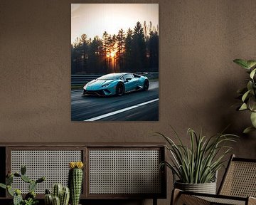Lamborghini Huracan Blauw Zonsondergang Snelheidsovertreding 3