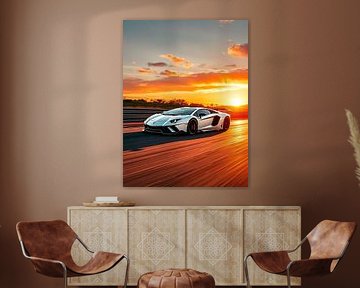 Lamborghini Aventador White Sunset 2