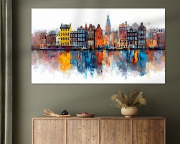 Hollandse oude stad waterreflectie schilderij van MArt