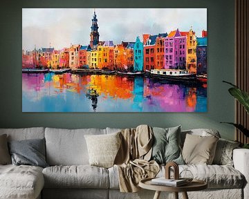 Leiden Harbour - Colourful houses on the waterfront by MArt