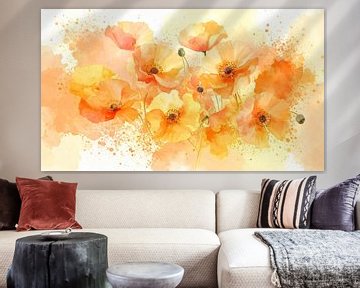 Dream of Poppies - ai Watercolour Art by Martin Mol