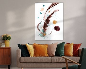 Plume et fleurs aux douces couleurs de l'aquarelle