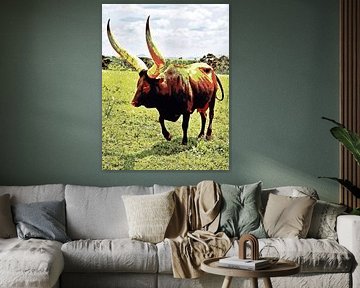 Ankole vache avec grandes cornes mixed media sur Werner Lehmann