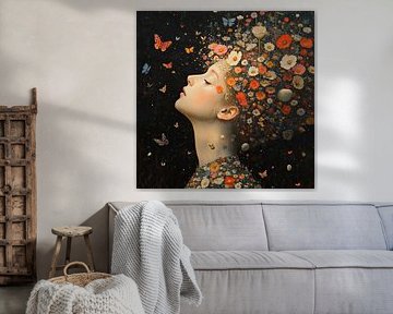 Femme Fleurs Papillons