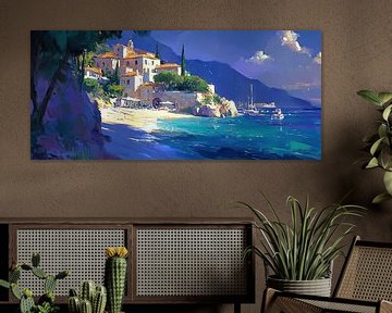 Coastal Whispers of the Mediterranean van Abstract Schilderij