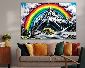 Rainbow and mountains wall decoration by Art & Soul Creations