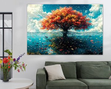 Tree with reflection and fish by Art & Soul Creations