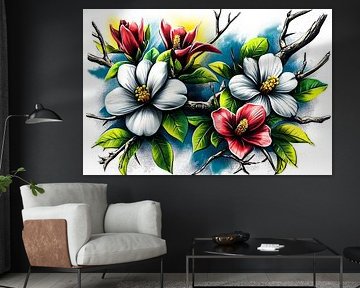 Flowers and branches illustration