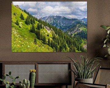 Uitzicht op de Alpen vanaf Tegelberg bij Schwangau van Rico Ködder